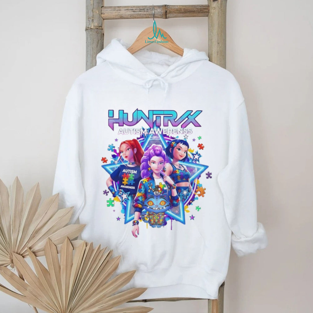 Huntrix Autism Awareness Colorful Puzzle Piece Anime Characters T Shirt