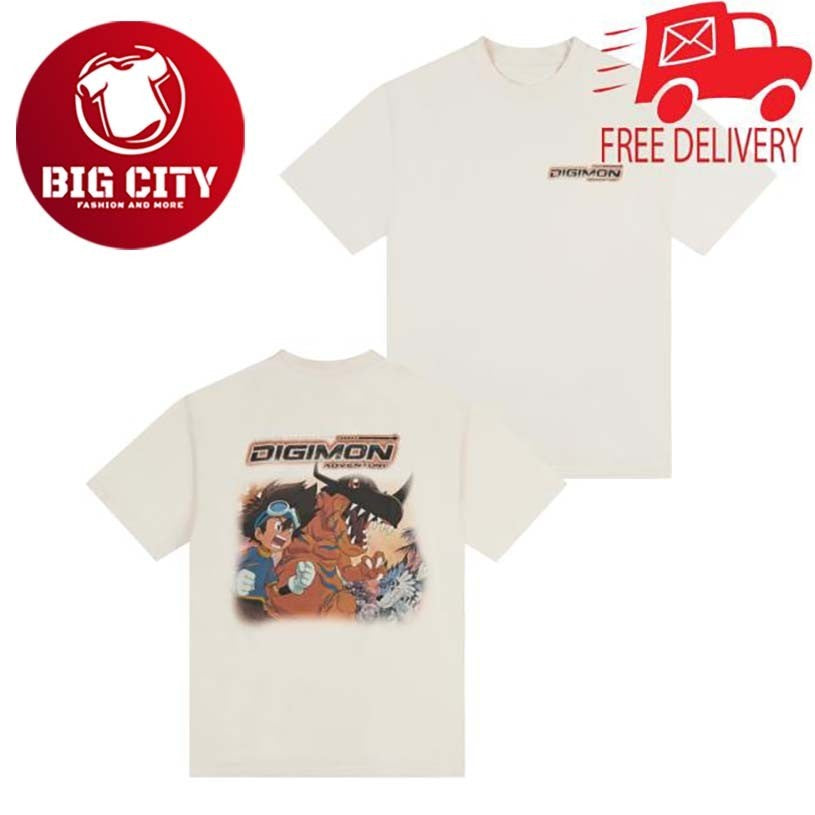 Hypland Open Media 2 In Modal Digimon Tai Greymon Jumbo Print Two Sided Shirt