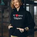 I Heart Emo Bitches Red Heart Y2K Aesthetic Black T Shirt