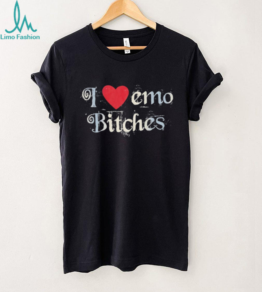 I Heart Emo Bitches Red Heart Y2K Aesthetic Black T Shirt