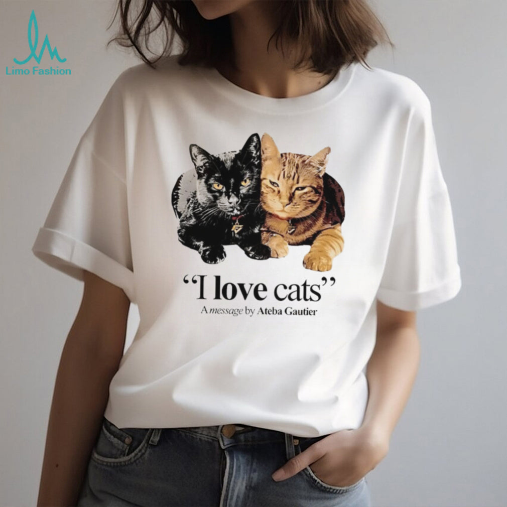 I Love Cats Message by Ateba Gautier Two Cats T Shirt