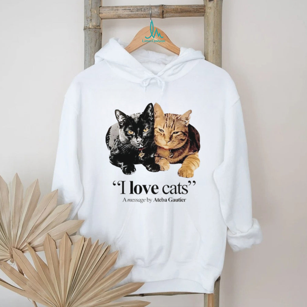 I Love Cats Message by Ateba Gautier Two Cats T Shirt