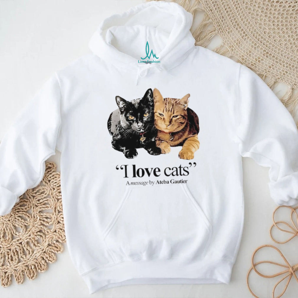 I Love Cats Message by Ateba Gautier Two Cats T Shirt