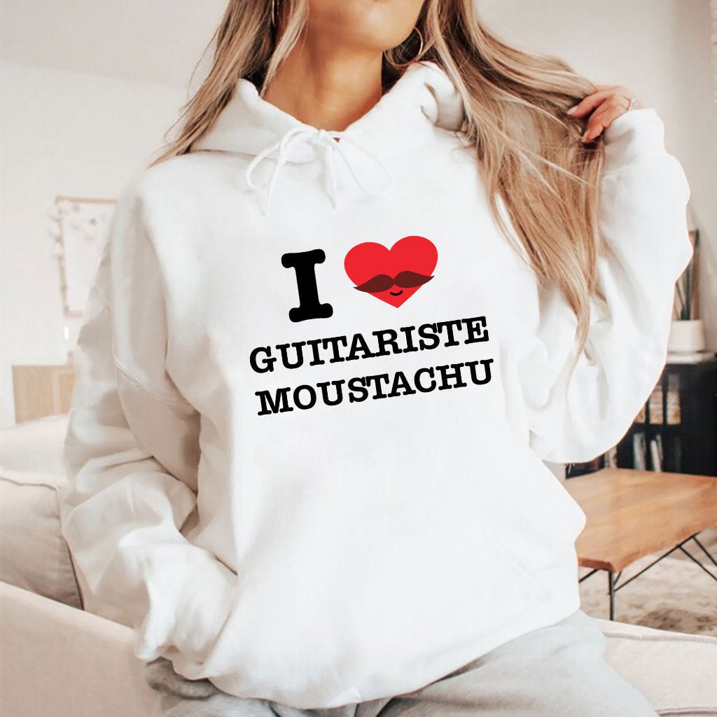I Love Guitariste Moustachu T Shirt