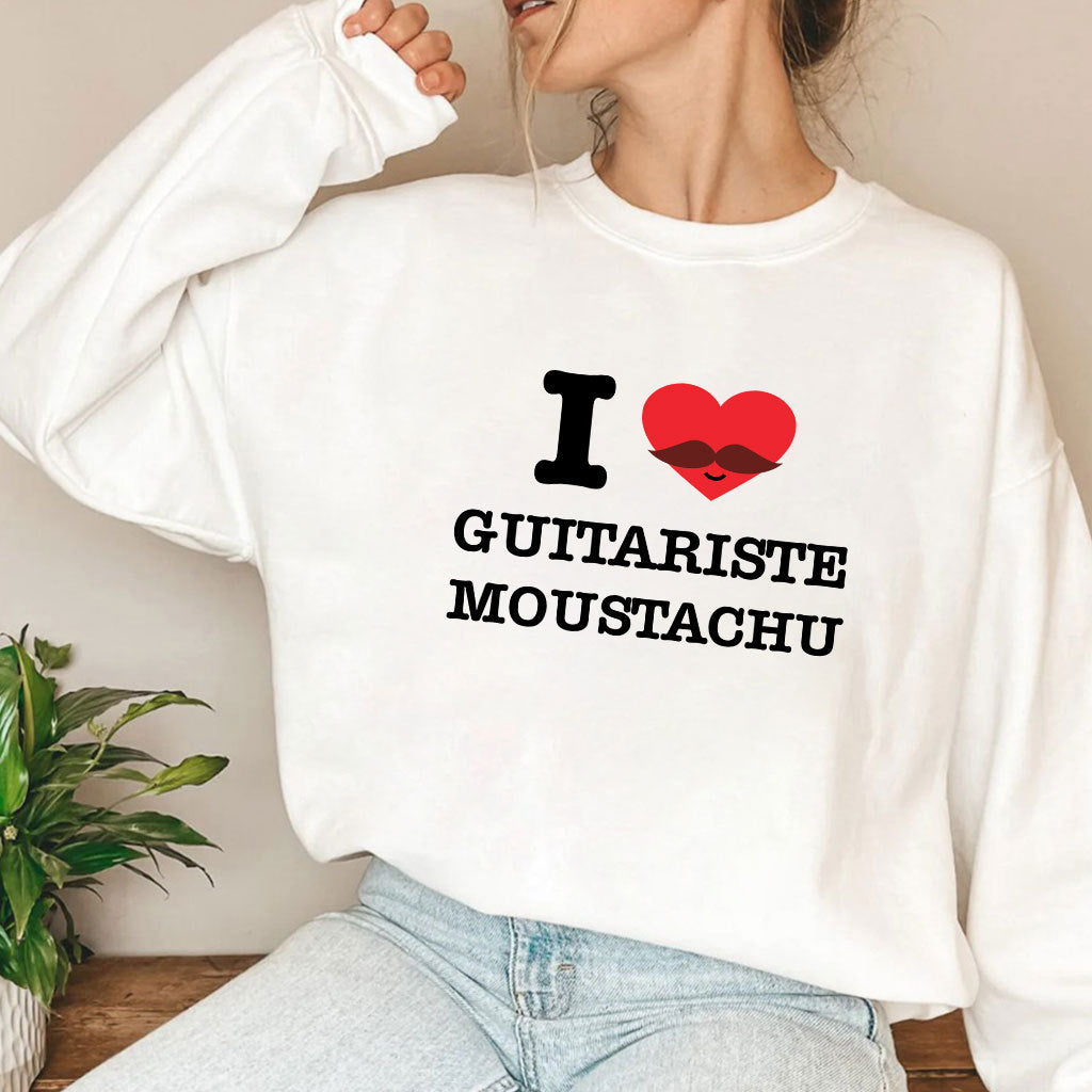 I Love Guitariste Moustachu T Shirt