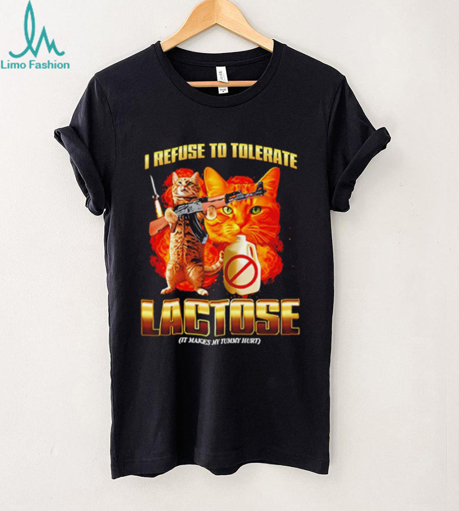 I Refuse To Tolerate Lactose Funny Orange Cat AK 47 T Shirt