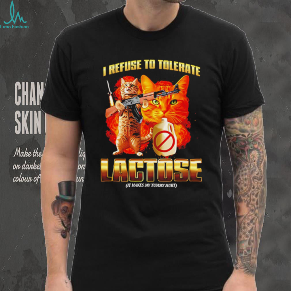 I Refuse To Tolerate Lactose Funny Orange Cat AK 47 T Shirt