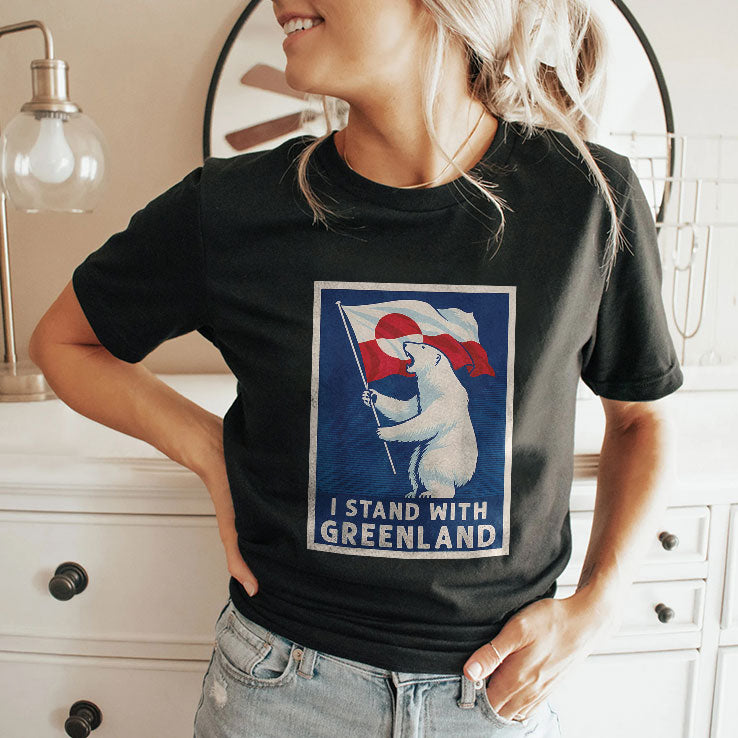 I Stand With Greenland Flag Bear T Shirt