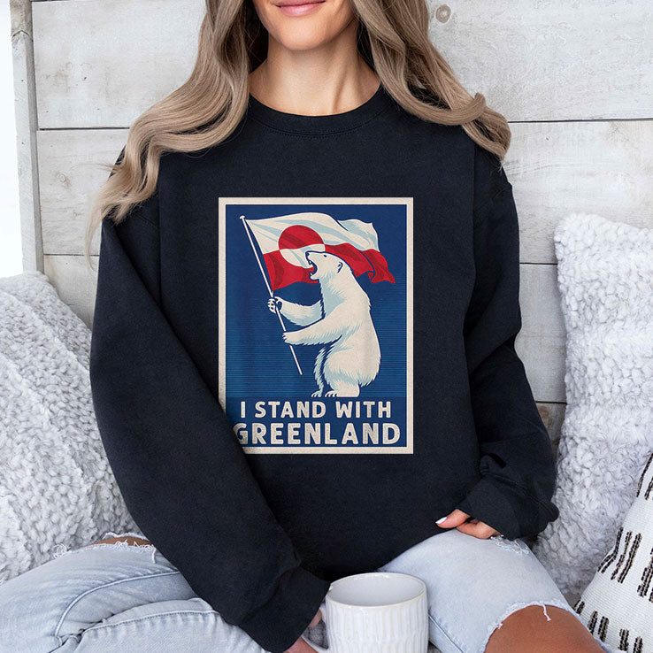 I Stand With Greenland Flag Bear T Shirt