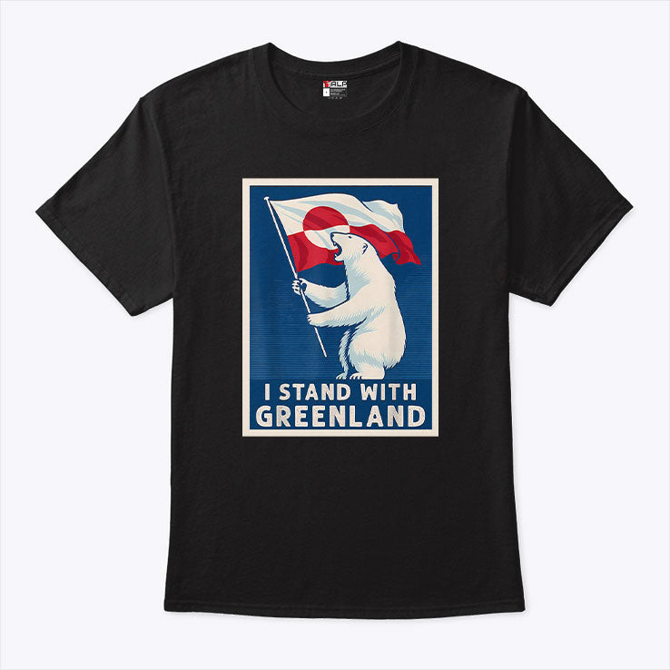I Stand With Greenland Flag Bear T Shirt