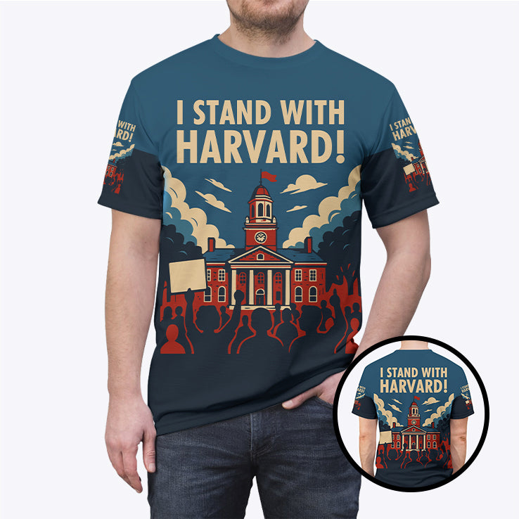 I Stand With Harvard All Over Print T Shirt