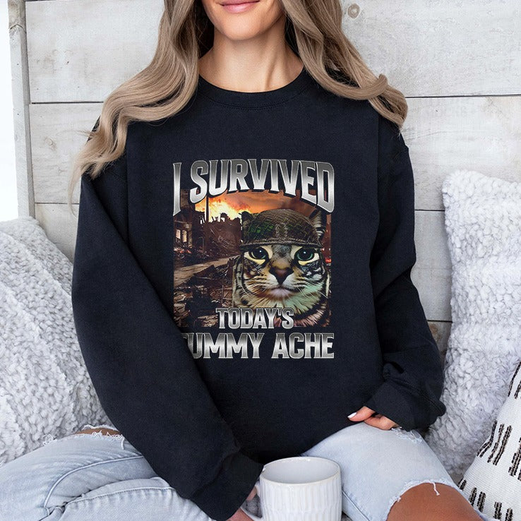 I Survived Today’s Tummy Ache Cat T Shirt