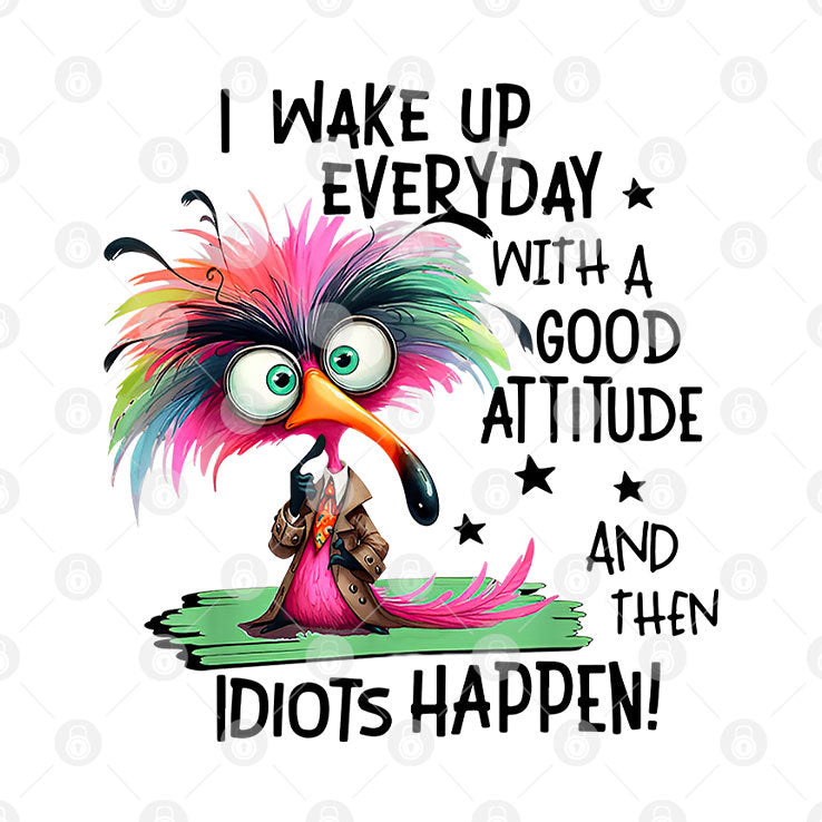 I Wake Up Everyday With A Good Attitude And Then Idiots Happen Shirt