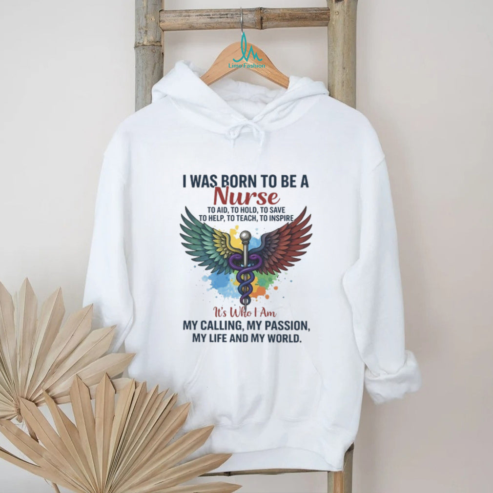 I Was Born To Be A Nurse Caduceus Wings Rainbow Medical T Shirt
