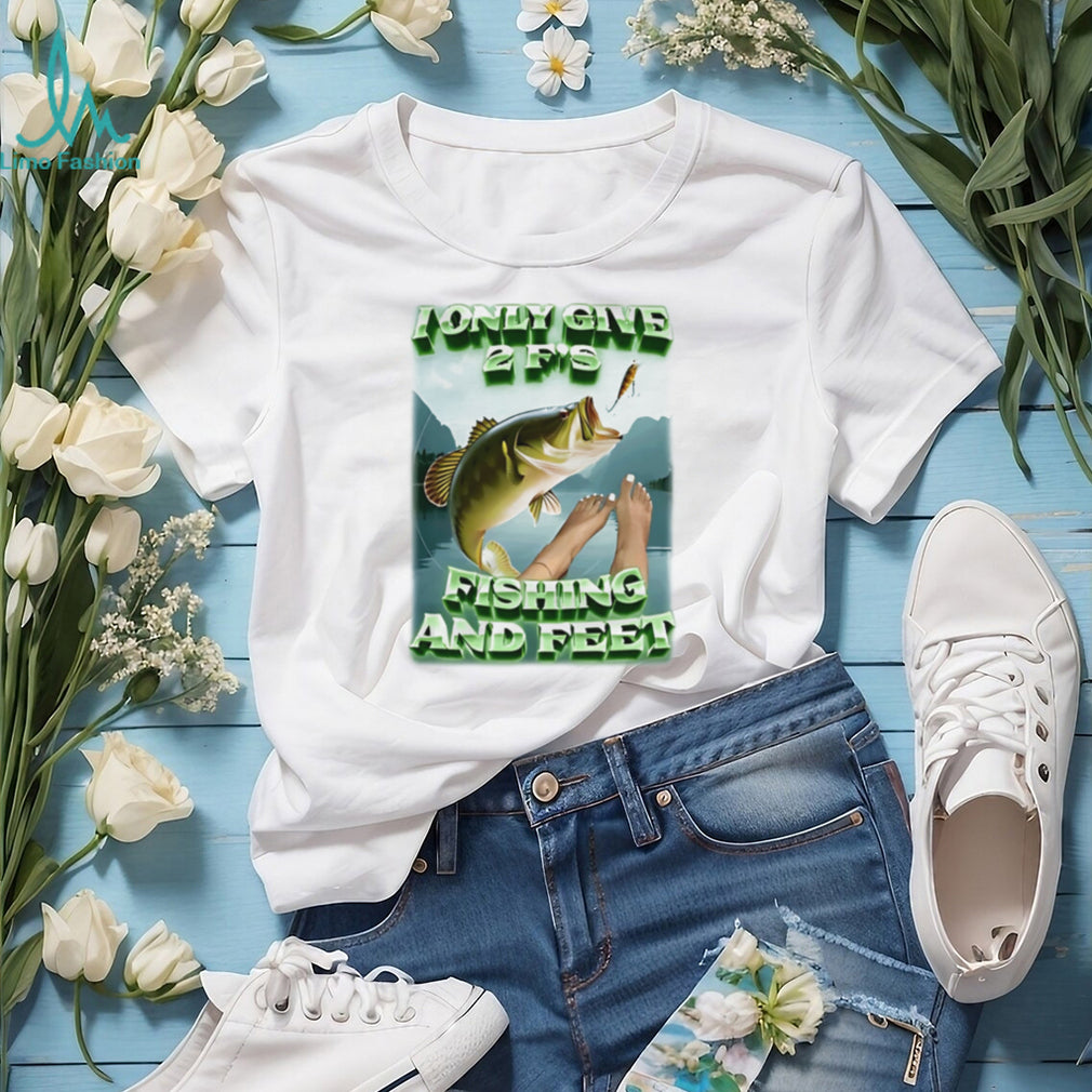 I only give 2 F’s fishing and feet funny fish illustration shirt