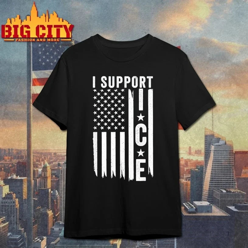 I support ICE America flag t-shirt