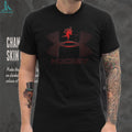 Ice Hockey Graphic T Shirt Red Player Silhouette and Logo Design
