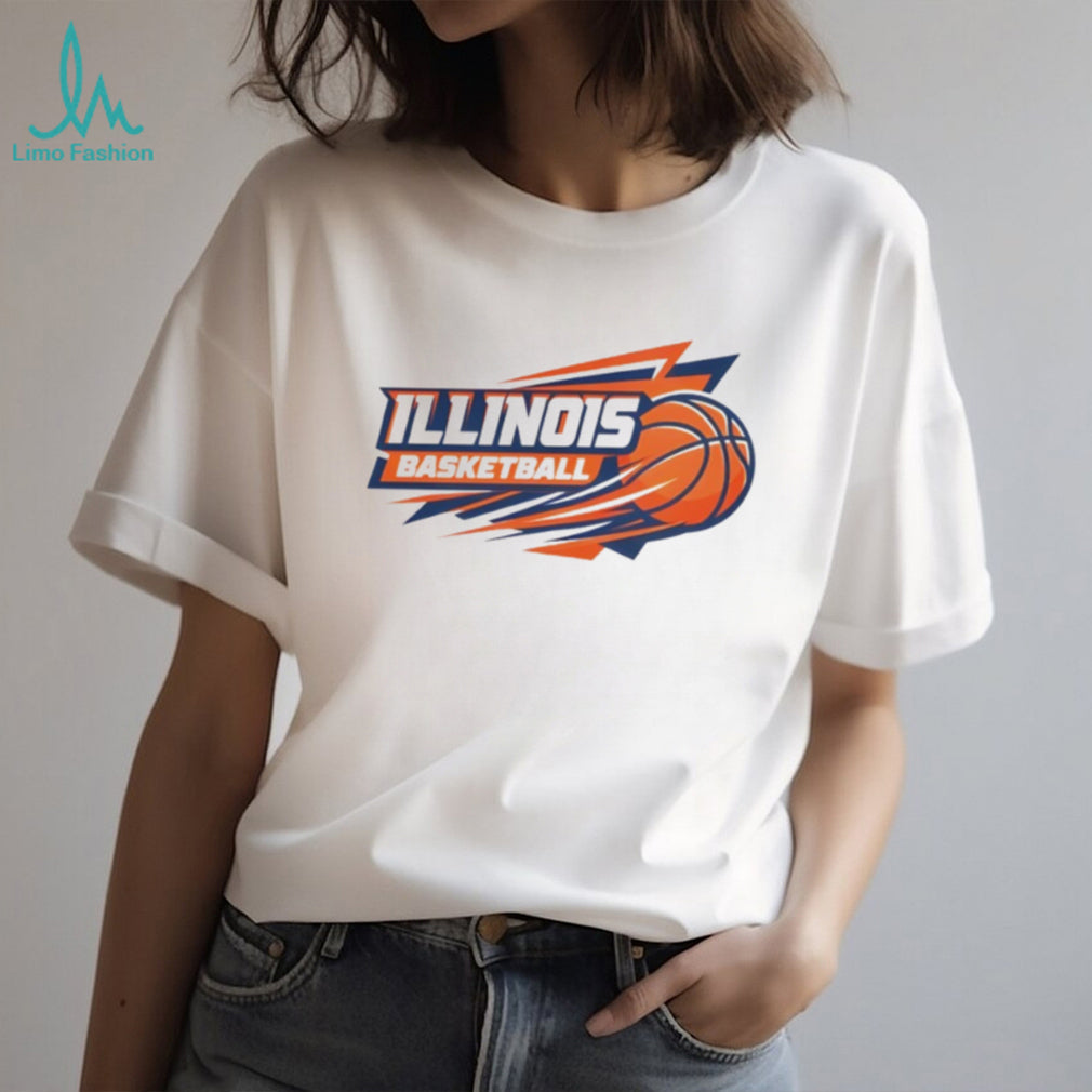 Illinois Basketball Orange and Blue Speed Logo T Shirt