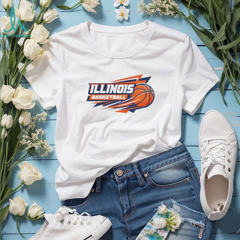Illinois Basketball Orange and Blue Speed Logo T Shirt
