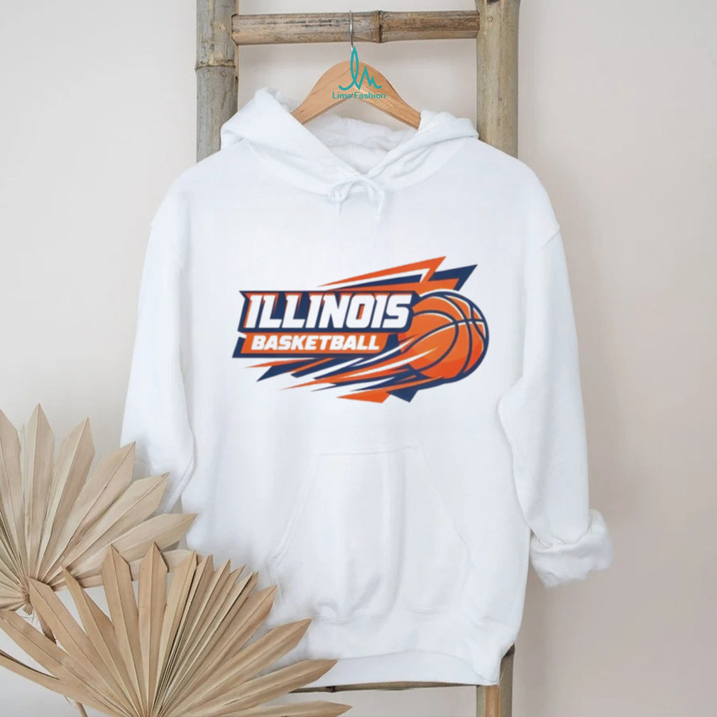 Illinois Basketball Orange and Blue Speed Logo T Shirt