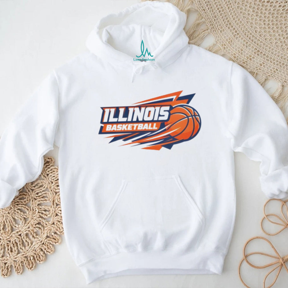 Illinois Basketball Orange and Blue Speed Logo T Shirt