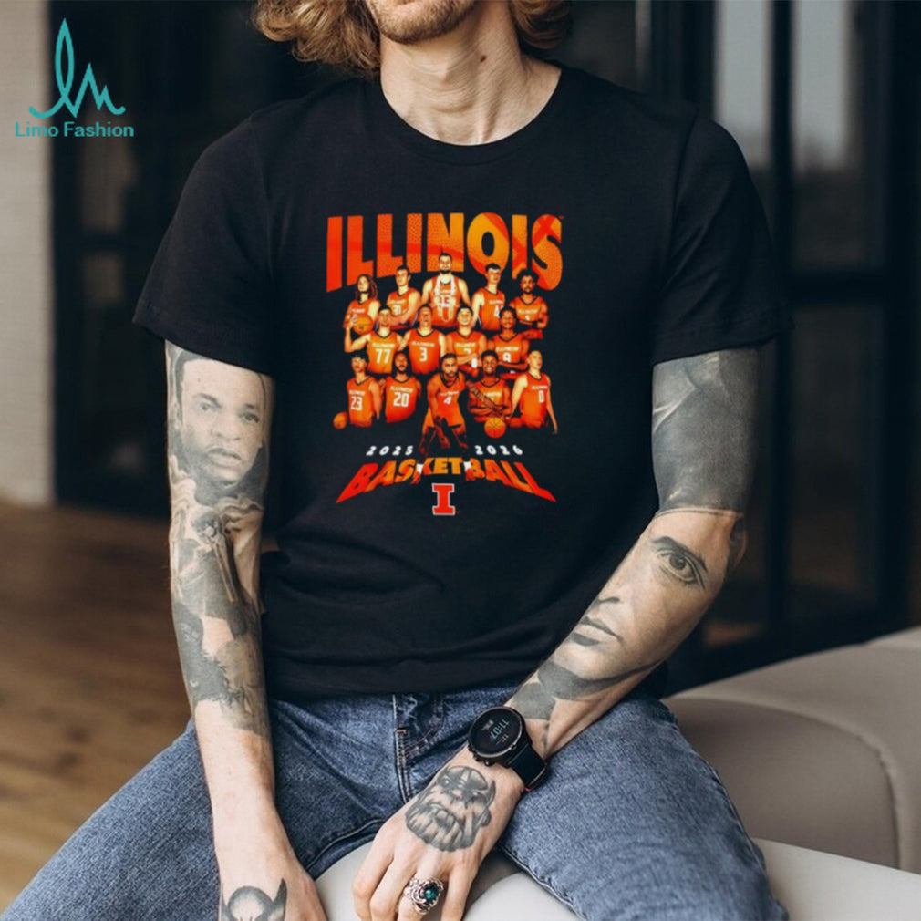 Illinois Fighting Illini 2025 2026 Basketball Team Roster T Shirt