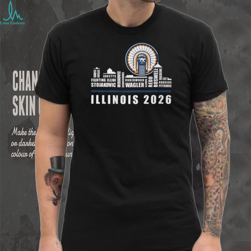 Illinois Fighting Illini 2026 Basketball Team Roster Skyline Signature T Shirt