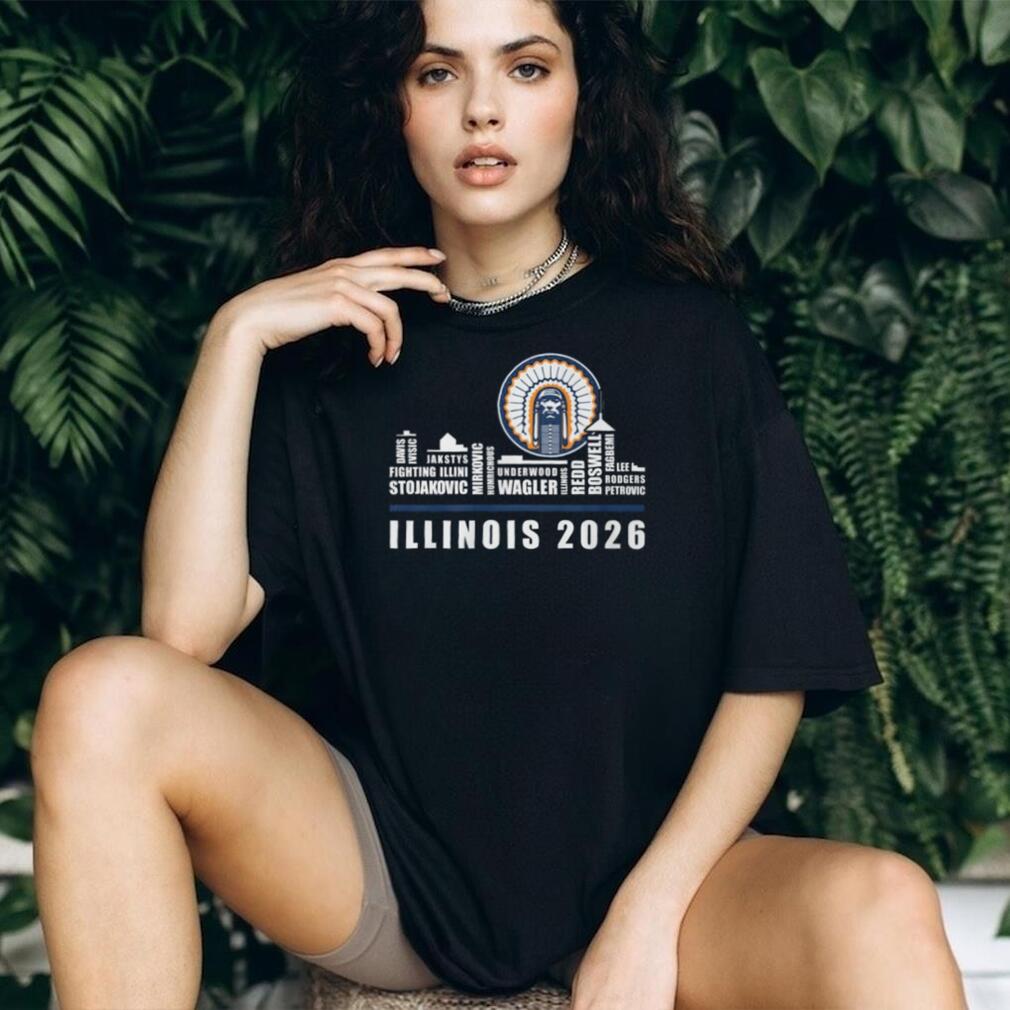Illinois Fighting Illini 2026 Basketball Team Roster Skyline Signature T Shirt