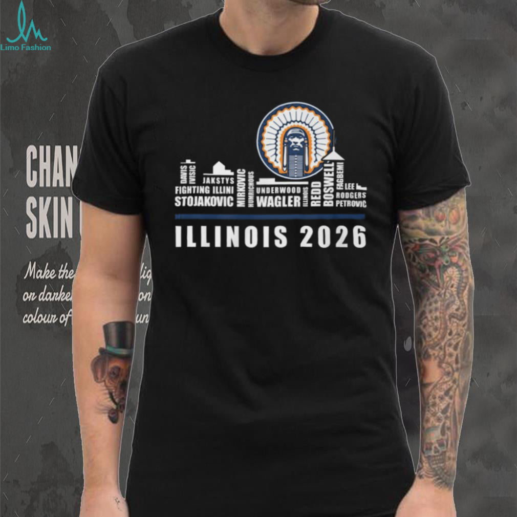 Illinois Fighting Illini 2026 Team Roster Skyline T Shirt