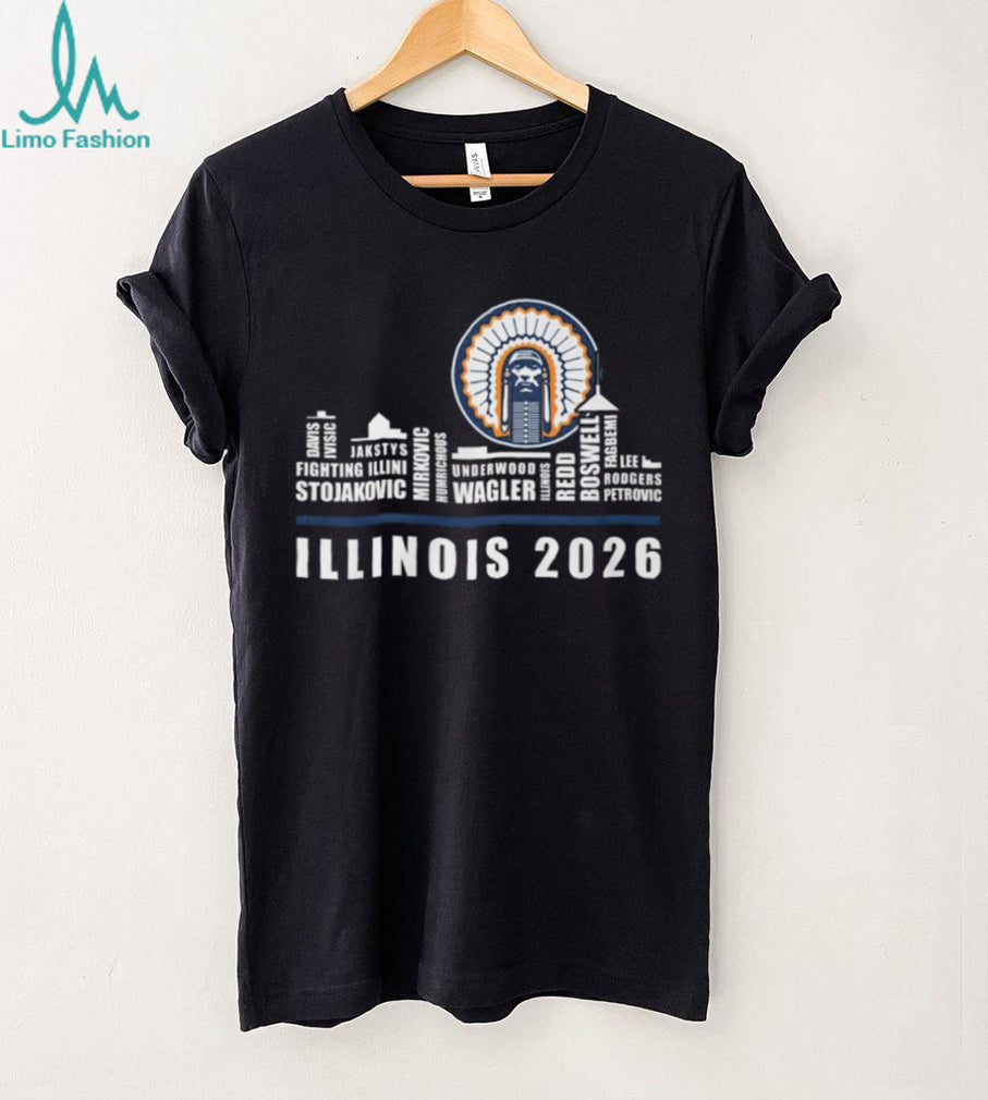 Illinois Fighting Illini 2026 Team Roster Skyline T Shirt