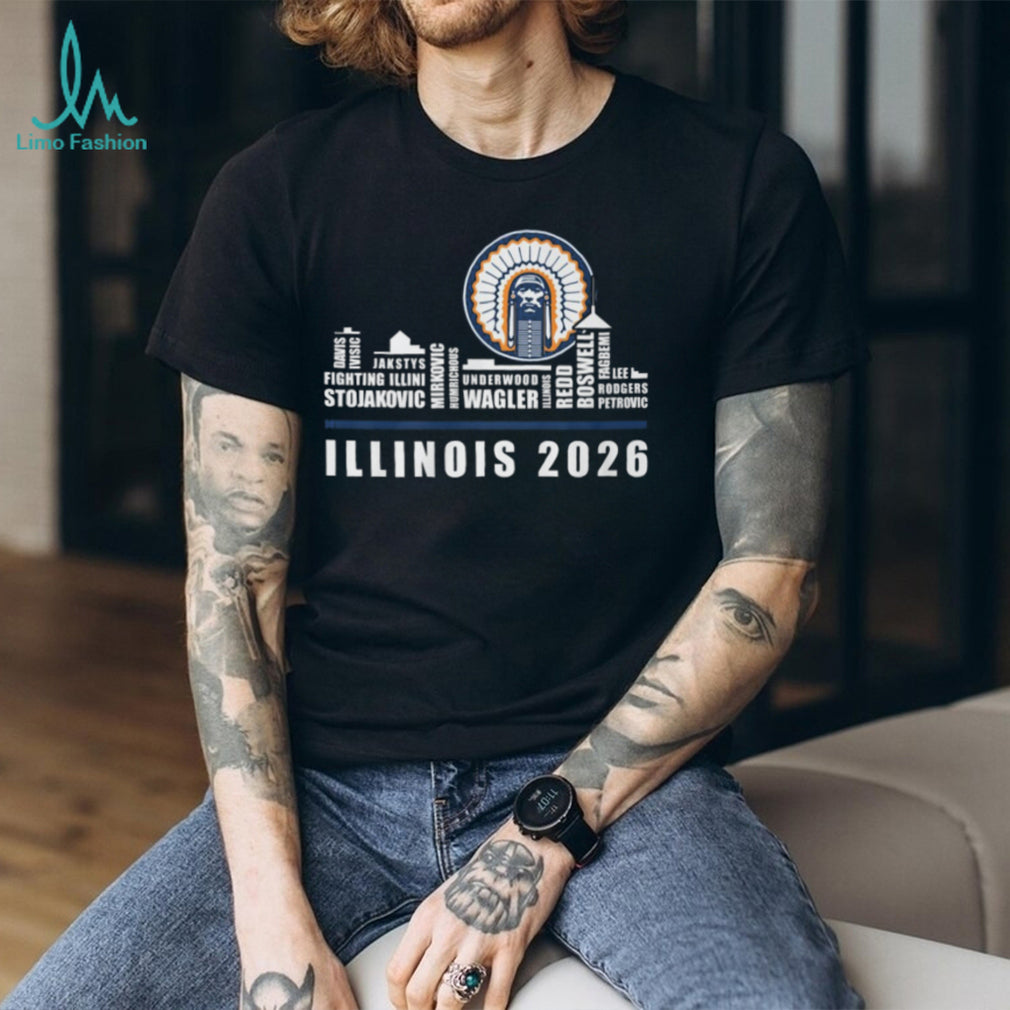 Illinois Fighting Illini 2026 Team Roster Skyline T Shirt
