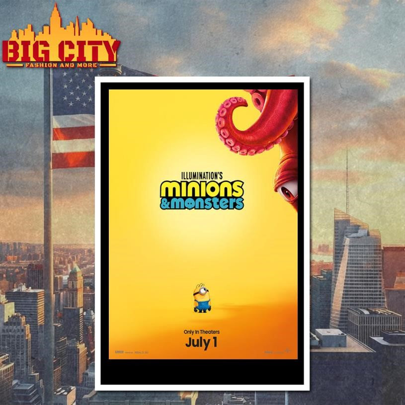 Illumination’s Minions And Monsters Official Poster Only In Theaters July 1 2026 Poster Shirt