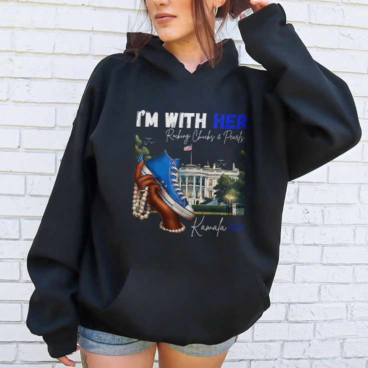 I’m With Her Rocking Chucks And Pearls Kamala 2024 T Shirt