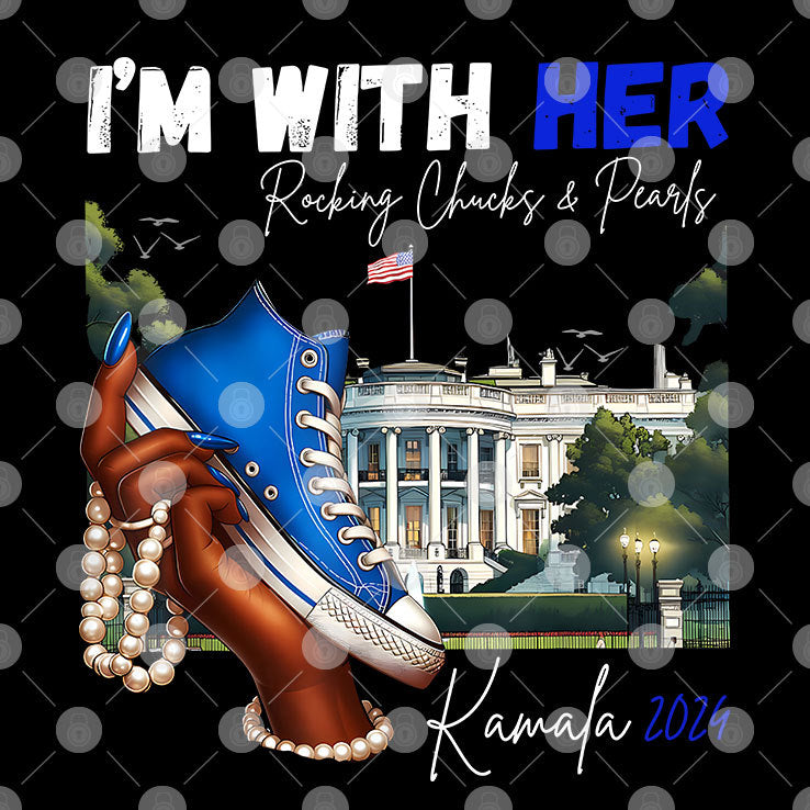 I’m With Her Rocking Chucks And Pearls Kamala 2024 T Shirt