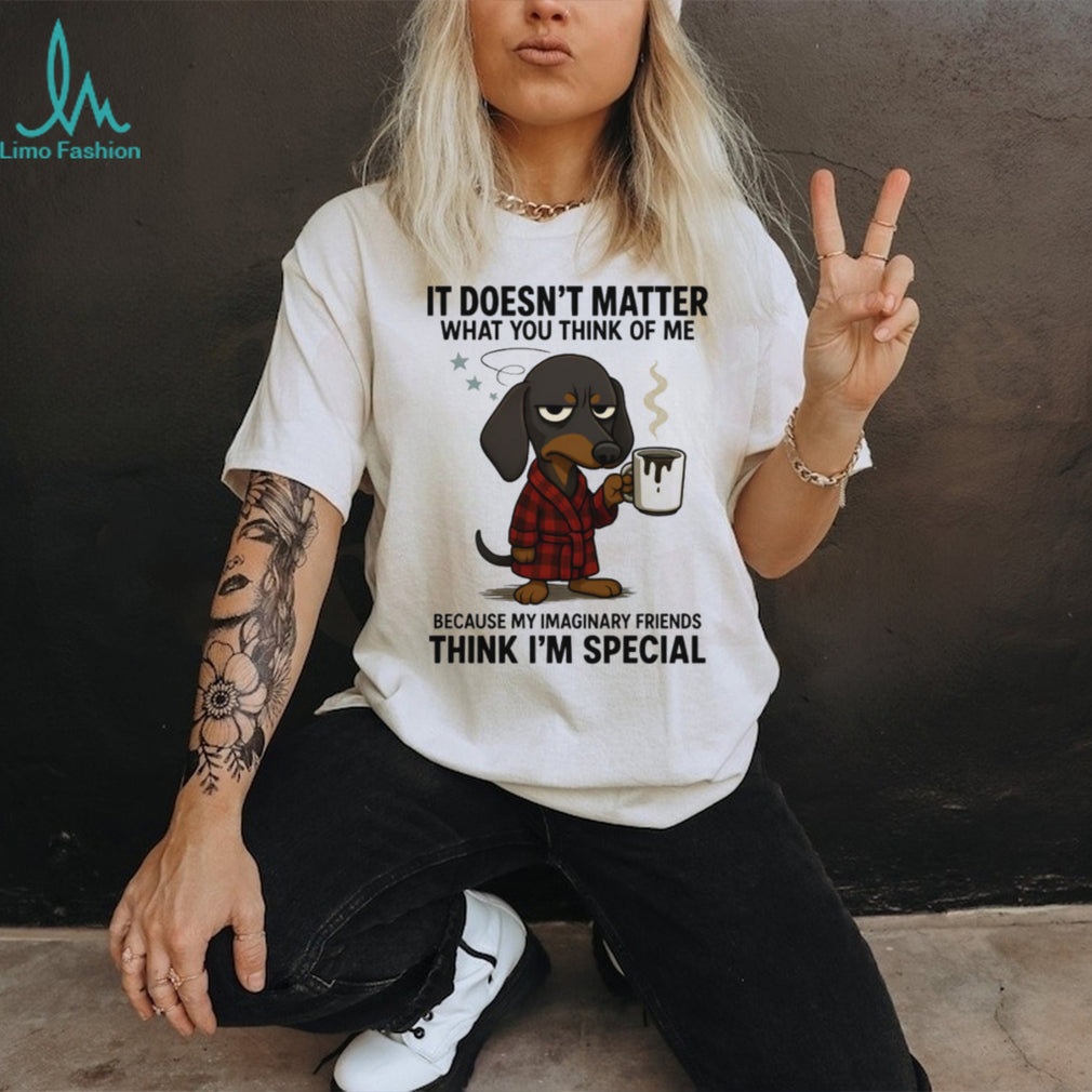 “Imaginary Friends Think I’m Special” Grumpy Dachshund Coffee T Shirt