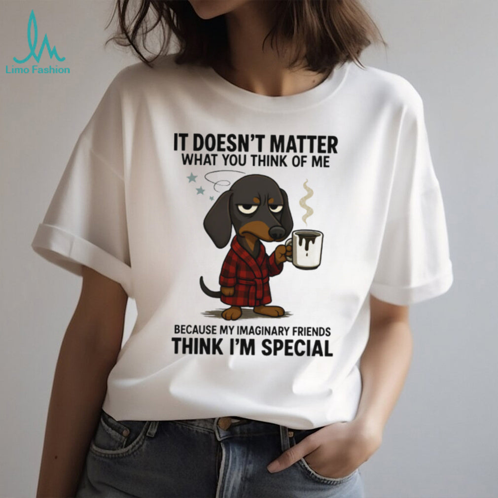 “Imaginary Friends Think I’m Special” Grumpy Dachshund Coffee T Shirt