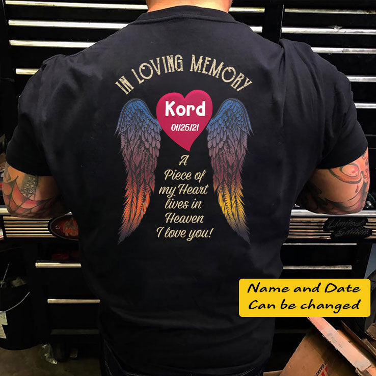 In Loving Memory A Piece Of My Heart Lives In Heaven Personalized Shirt