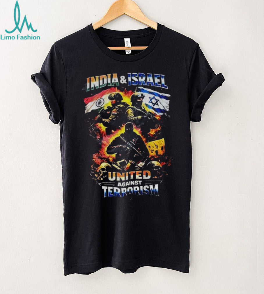 India and Israel United Against Terrorism Flags Military Vintage T Shirt