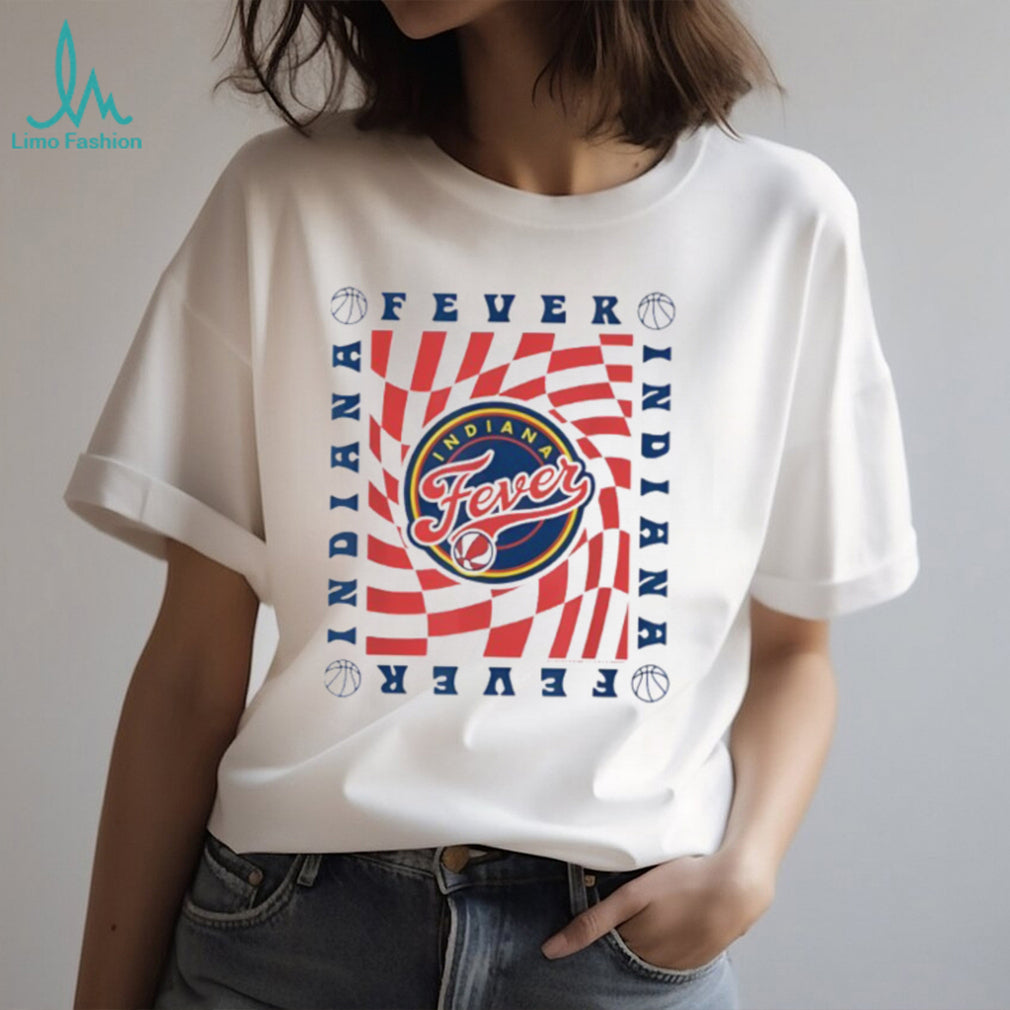 Indiana Fever WNBA Basketball Trippy Checkered Graphic T Shirt