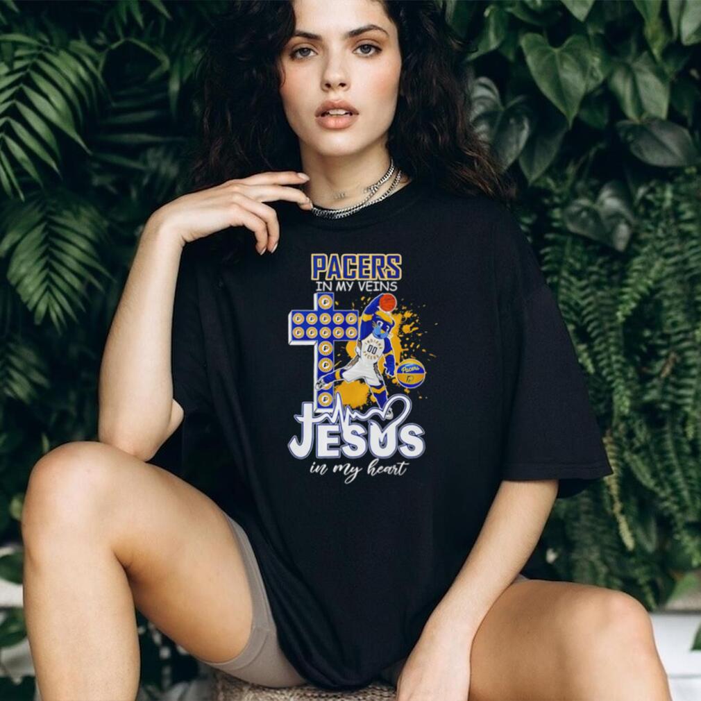 Indiana Pacers Basketball Boomer Mascot Cross Jesus In My Heart Fans Vintage Men T Shirt