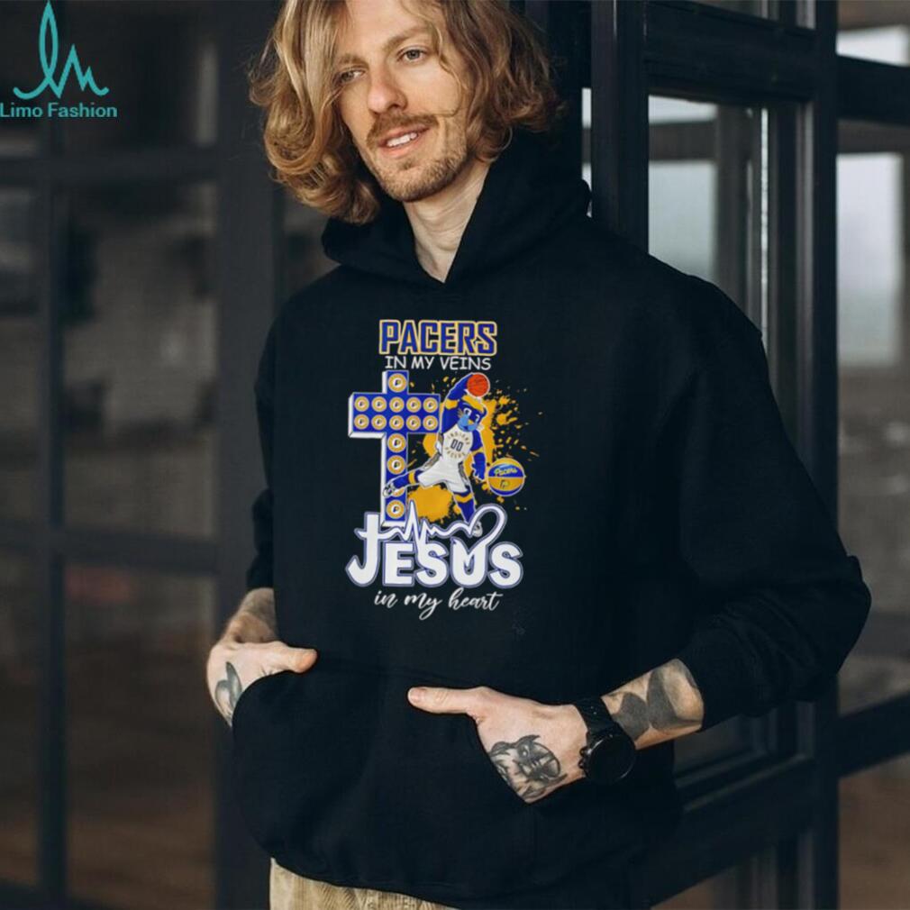 Indiana Pacers Basketball Boomer Mascot Cross Jesus In My Heart Fans Vintage Men T Shirt