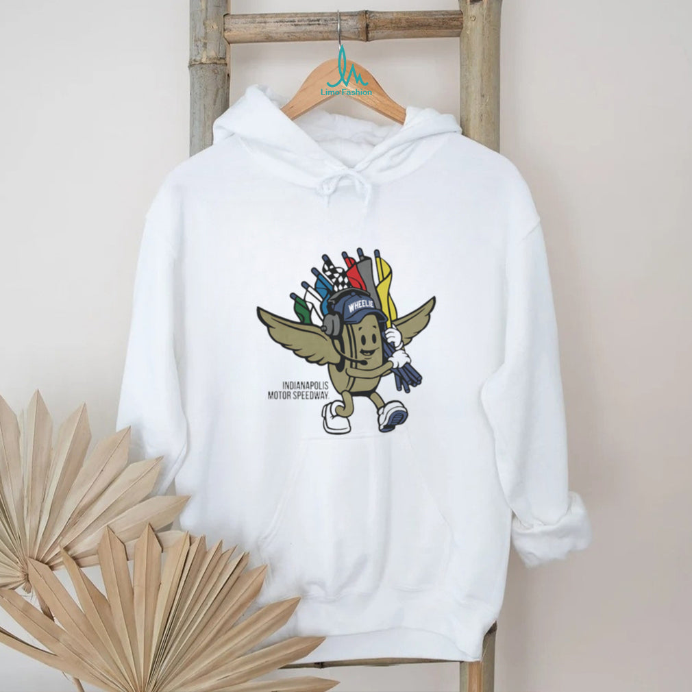 Indianapolis Motor Speedway Wheelie Mascot Racing Flags T Shirt