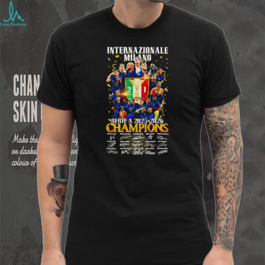 Internazionale Milano Serie A 2025 2026 Champions T Shirt Inter Milan Squad Signatures T Shirt