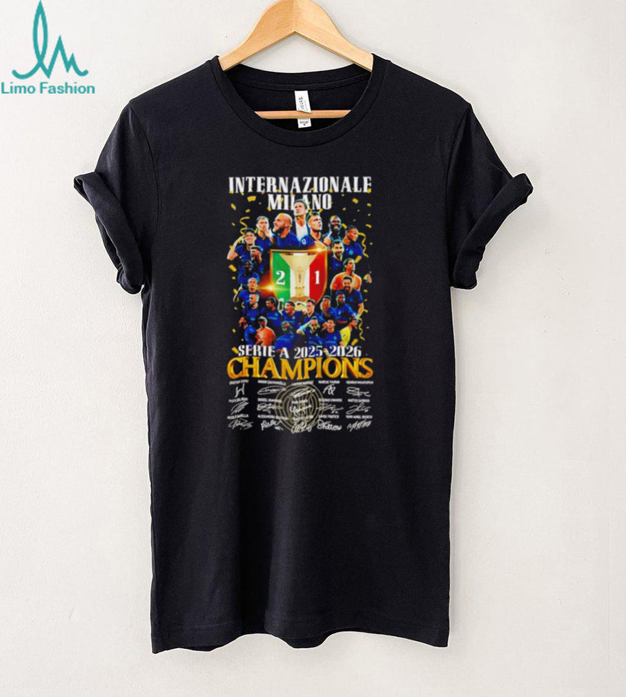 Internazionale Milano Serie A 2025 2026 Champions T Shirt Inter Milan Squad Signatures T Shirt