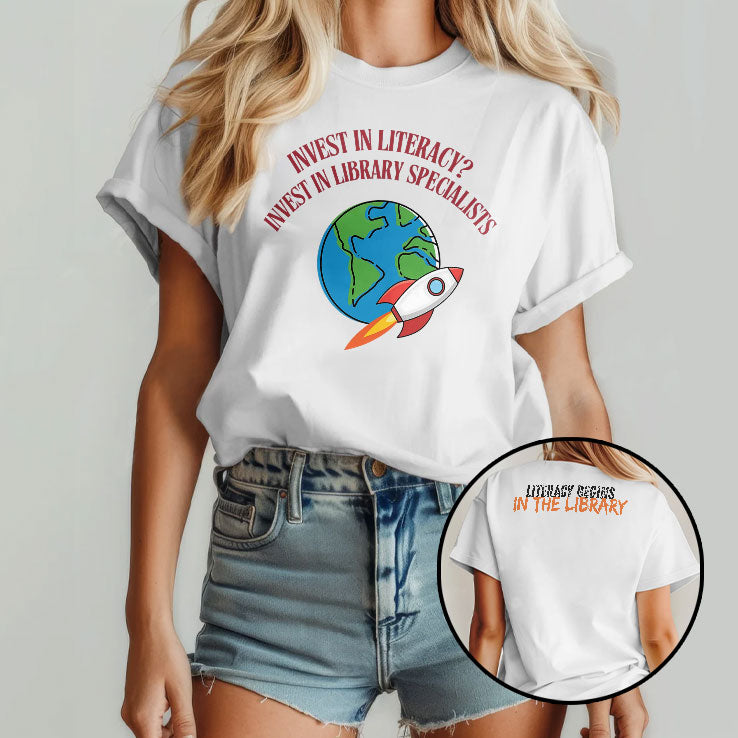 Invest In Literacy Invest In Library Specialists Shirt