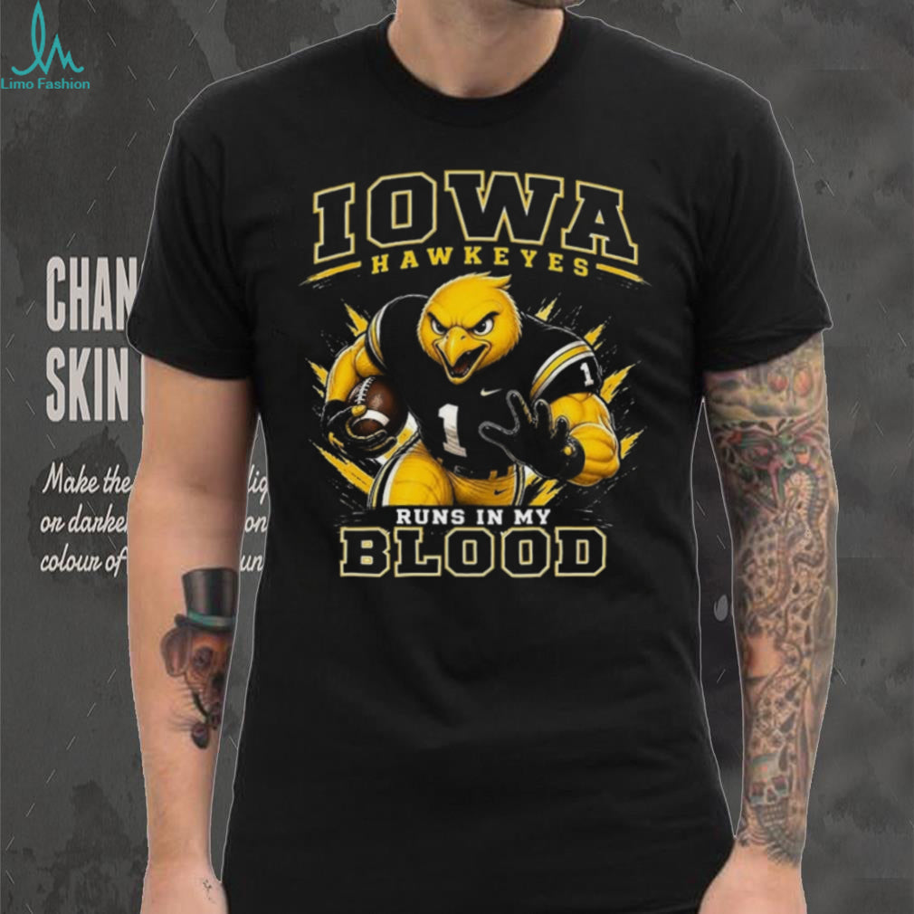 Iowa Hawkeyes Football Runs In My Blood Retro Sports Fans Vintage Men Shirt