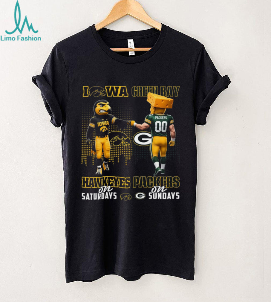 Iowa Hawkeyes and Green Bay Packers “Hawkeyes on Saturdays Packers on Sundays” T Shirt