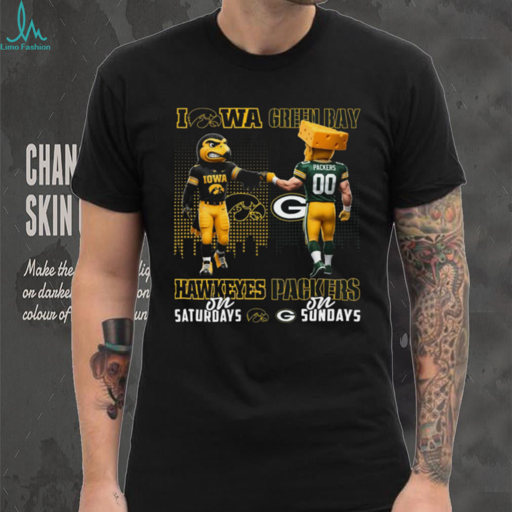 Iowa Hawkeyes and Green Bay Packers “Hawkeyes on Saturdays Packers on Sundays” T Shirt