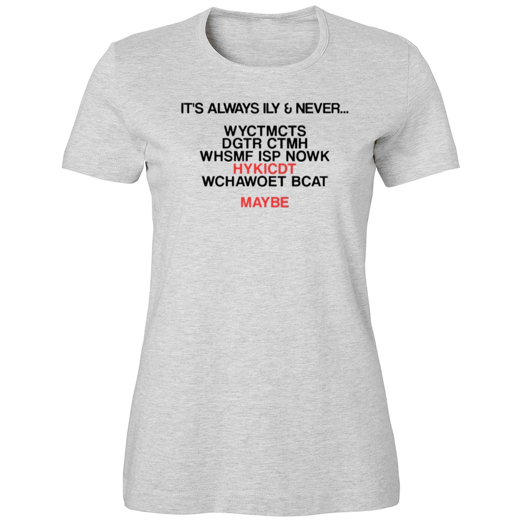 It’s Always Ily And Never WYCTMCTS Shirt