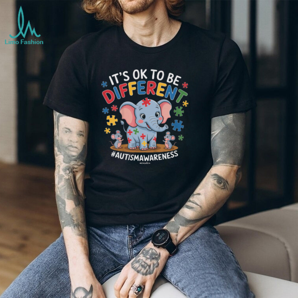 It’s OK To Be Different Elephant Autism Awareness Kids & Adults T Shirt